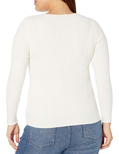 The Drop Women's Amber Fitted Ribbed Crew Neck Sweater, Ivory, M #TOP4