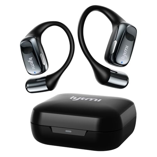 Image of Lytmi CozyFit Open Ear Headphones, 0.23oz Ultra-Light Comfortable Wireless Earbuds, 0.6mm Thinnest Earhooks, Bluetooth 5.4, Clear Audio, 30 HRS Playtime, IPX5 Waterproof with Mic (Matte Black)