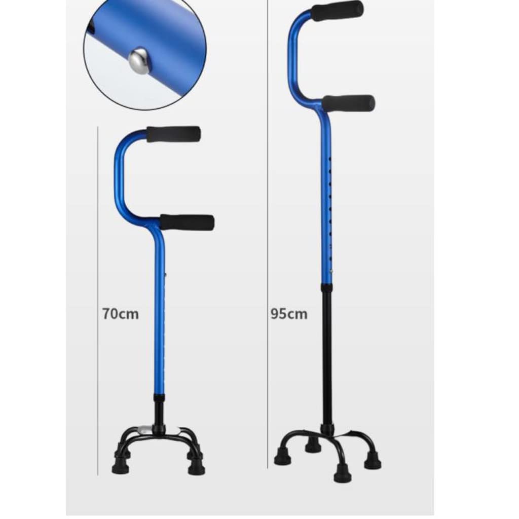 GCX- Muletas Grandes De Cuatro Patas for Ancianos Bastón Antideslizante Muletas Cuadrangulares Muletas Ascendentes Y Retráctiles for Ancianos Levantarse Pasamanos Andador Firma (Color : BLU)
