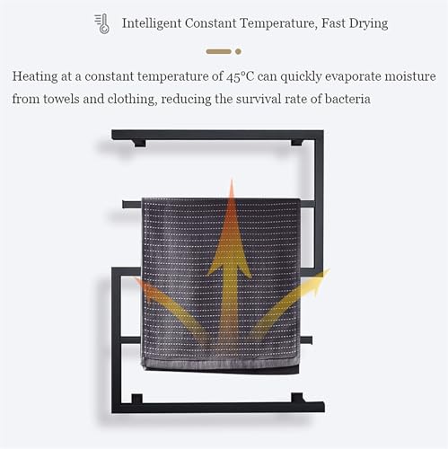 Sèche-serviette électrique noir 89W en acier inoxydable à 6 barres - 4