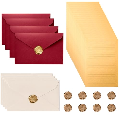 36 Stücks Liebesbrief Set, Vintage Briefpapier mit Umschlag, Romantisches Briefpapier Liniert, Geeignet als Hochzeitseinladungen und Jubiläumsbriefe