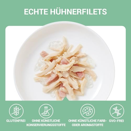 Schesir, Hähnchenfilets mit Schinken in Gelee, ergänzendes Nassfutter für Katzen, Originalrezept, 100% natürlich, 12 Beutel à 70 g