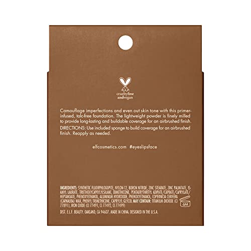 E.l.f. Camo Powder Foundation, Lightweight, Primer-Infused Buildable & Long-Lasting Medium-To-Full Coverage Foundation, Deep 540 N #TOP6