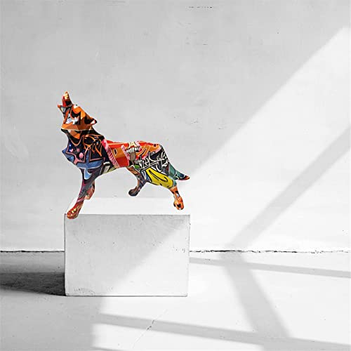 Estatua geométrica de lobo miniatura 4