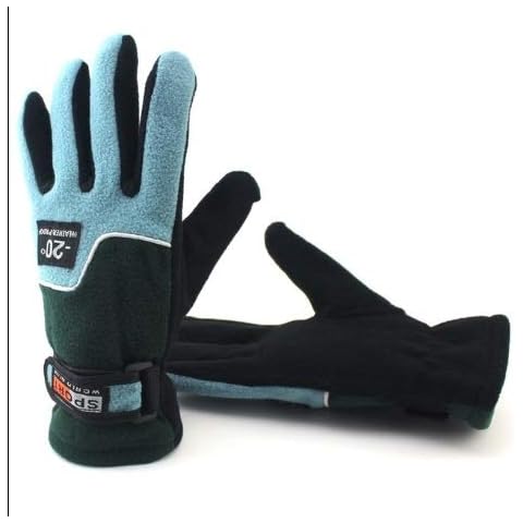 Anti-skid And Anti-wind Outdoor Cycling Fleece Hiking Climbing Running Ski Full Finger Gloves(Lady Green). (Color : Lady Sea Blue) Cover