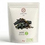 Umami Japanische Wakame Algen 50g - Sonnengetrocknet - Premium Qualität für Misosuppe und Salate - Reich an Mineralien und Proteinen - Herkunft Japan