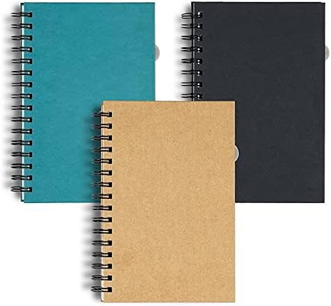 HANOTE 3 Packs Spiral Notebook 5.5” x 8.5”, A5 Hardcover Spiral Notebook, Notebooks College Ruled, 120 Sheets, 240 Pages, Notebook with Dividers, Back Pocket, Notebooks for School, Office and Note Taking.