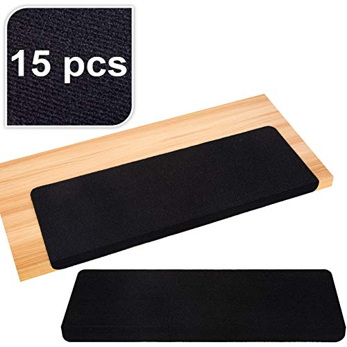 Gr8 Home Set of 15 Piece Non Slip Rectangular Carpet Stair Treads Mats Floor Mat Protection Cover Step Staircase Pads Black