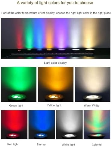 Submersible LED Fountain Light, 12V Waterproof Underwater Spotlight, IP68 Rated Lamp for Ponds, Pools, Gardens, Patios, and Pathways - 9W,White Light 6W