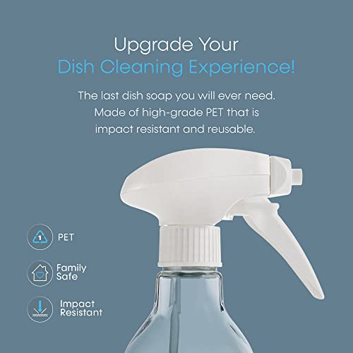 Image of Eversoft Foaming Jet Dish Soap Spray Trigger Bottle for kitchen /bathroom /office /RV /Airbnb, 350 ml (12.0 oz), Sealed Refill Cartridges Sold Separately, Clear