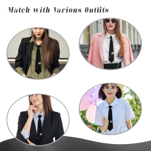 Image of LJBFNN Pre-Tied Ties for Women with Metal Chain, Uniform Shirt Accessory