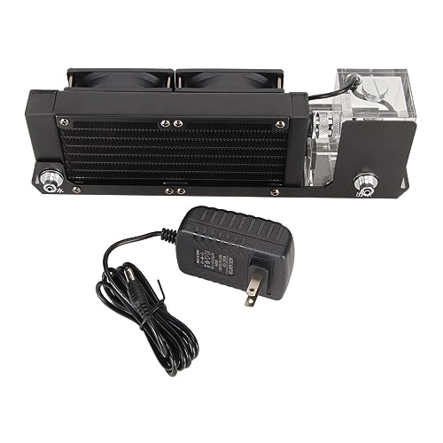 Water Cooling System, Aluminum with 2 Fans, G1/4 Threaded Interface for PC CPU Computer, 250ml Capacity, US Plug 100-240V
