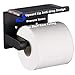 Adhesive Toilet Paper Holder with Shelf, SUS304 Stainless Steel Toilet Paper Roll Holder, Mega Roll Tissue Roll Paper Dispenser, No Drilling or Wall Mounted with Screws (Black Matte)