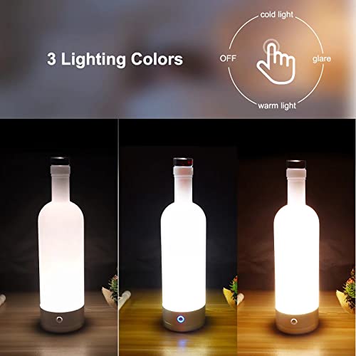 Jinhill Touch Control Table Lamp, Modern Bedside Lamp With 3 Colors And Fully Dimmable Bottle Shape Nightstand Lamp Cordless Reading Lamps For Bedroom, Entryway, Bathroom, Hallway (White/Small) #TOP2