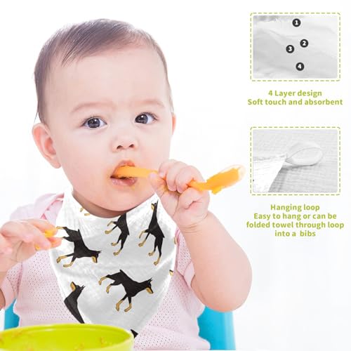 Image of vvfelixl Colored Doberman Dog Baby Burp Cloths Baby Muslin Washcloths for Boys Girls Cotton Baby Face Towel for Newborn Infants Soft and Absorbent 11.8 X 11.8 in, 5 Pack