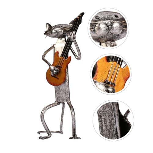 Statuette de chat musicien argenté Veemoon pour sublimer votre salon ou votre espace de travail - 8