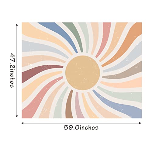 Vintage Sun Wall Tapestry Rainbow Sunrise Wall Hanging Vintage Tapestry Wall Decor Sunset Abstract Wall Print Sunset Tapestry Shining Sun Wall Decor For Living Room Nursery Bedroom (47.2*59Inch) #TOP4