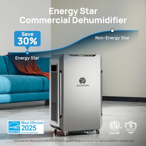 Image of ARGENDON 70 PPD Energy Star Dehumidifier for Basement, Commercial Dehumidifier with Pump and Drain Hose - High-Capacity Moisture and Humidity Control for Homes, Industrial Use, and Large Space