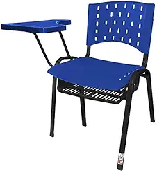 Cadeira Universitária Plástica Azul Com Porta Livros 10 Unidades Prancheta Plástica - ULTRA Móveis