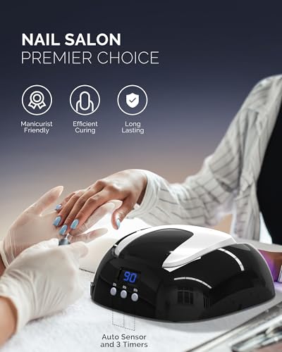 Image of MelodySusie Professional Metal Base UV Nail Lamp, S-Pro27T Fast Curing Nail Dryer with 3 Timers & Smart Sensor for Salon Cures All Gels, Especially Hard, Extension, Acrylic & Chrome Gel Polishes