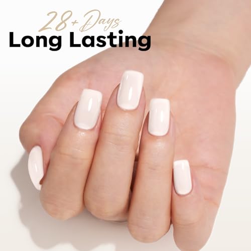 Image of modelones White Gel Nail Polish Beige Cream Milky Jelly Translucent Gel Polish Neutral Sheer Nails Soak Off LED Nail Lamp Manicure Salon Gift 15 ML