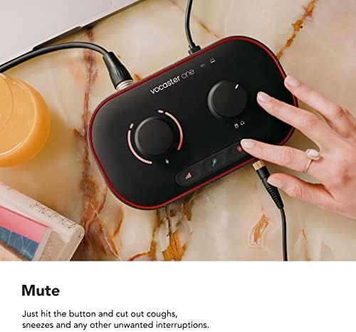 Focusrite Vocaster One  Podcasting Interface for Recording as a Solo Creator. Use Auto Gain, Enhance, and Mute for Easy Podcasting. Small, Lightweight, and Powered by Computer