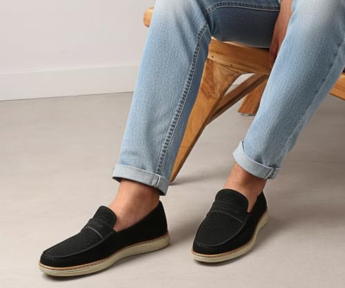 Image of Kraasa Men Denim Causal Loafers | Premium Breathable Upper | Driving Loafers | Lighweight Slip-On's | Soft Cushioned Insole | Super Flexible, Comfortable for Men