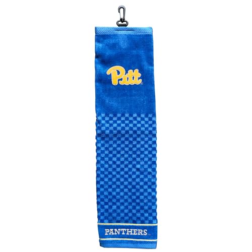 Image of Team Golf NCAA Pittsburgh Panthers Embroidered Golf Towel Embroidered Golf Towel, Checkered Scrubber Design, Embroidered Logo
