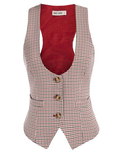 Image of GRACE KARIN Women's Suit Vest Top, Dressy Casual Sleeveless Button Waistcoat, Fromal Steampunk Blazer for Work Office