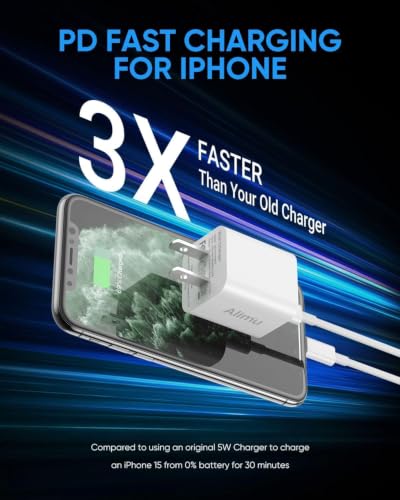 Image of Alimu USB C Charger Block 20W, Compact Fast Charger for iPhone 17 /16 /15 /14 /13 Series, Galaxy S25 /S24 /S23 /S22 /S22 Ultra /S21 /S20 /S10 /S9 /S8 /S7 /Edge /Note 10, Pixel 4 /3, iPad (White, 2 Pack)
