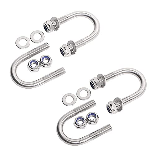 Round U-Bolts 25mm 0.98 inch M8 Inner Width 304 Stainless Steel 8pcs Self-Locking Nylon Insert Hex Nuts Flat for Car/Motorhome/Sailing Trailer Replacement Part and Accessorie 4Pack