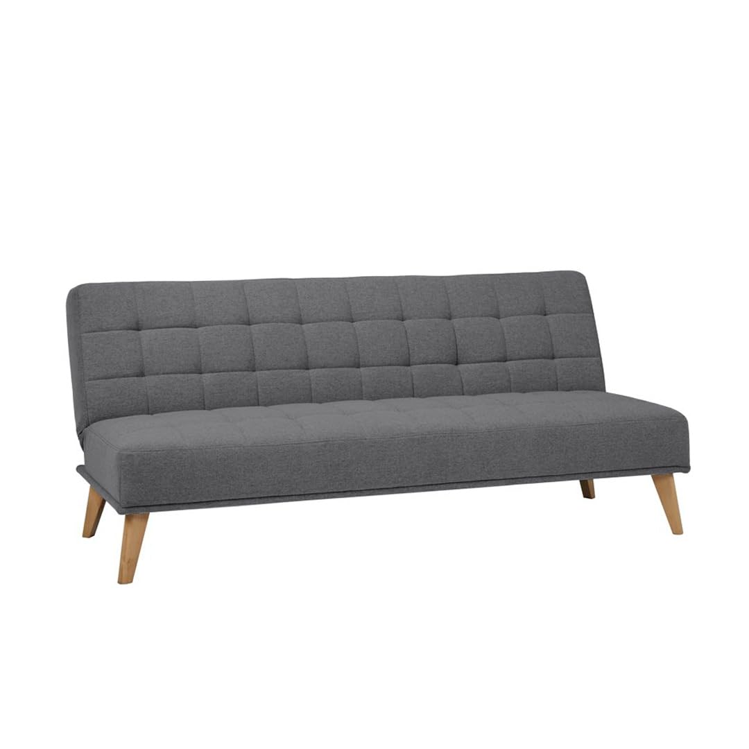 SHIITO | Modelo Versalles - Sofá Cama con Apertura Clic-Clac | Donde la Elegancia y el Confort se encuentran | Diseño Capitoné en Color Gris | 189.5 x 88 x 89 cm
