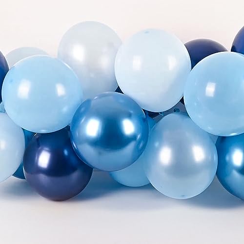Image of Blue Balloon Set, 60 Packs 12 Inches Metallic Balloons Pearl Macaron Baby Blue Balloon Light Blue Mixed Ballons for Bridal Shower, Boy Baby Shower, Birthday Decorations, Wedding Party