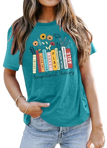 Occupational Therapy Shirts Women: OT Tee Shirt Occupational Therapist T-Shirts Autism Awareness Tops OT Month Gift Green