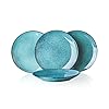 Piatto di Dessert 20cm, Set di 4 Servizi di Piatto, Servizio Tavola Adatto a Bistecche / Verdura / Pasta / Lasagna / Focaccia / Torta, Adatto per Forno e Microonde, Squisito Porcellana, Blu