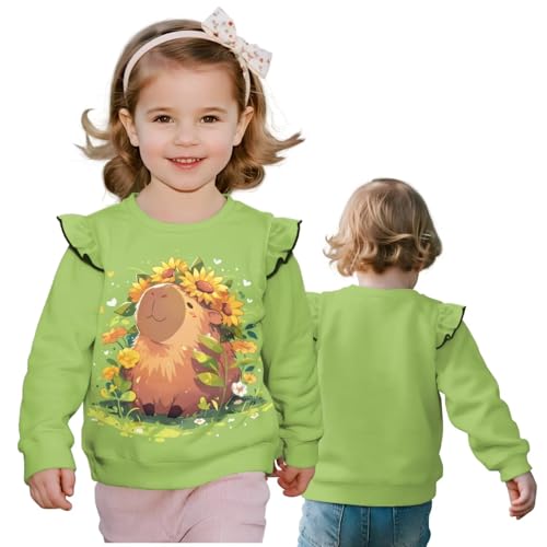 Girls Sweatshirt Versatile Long Sleeve Fall Winter Top Ruffle Pullover Drop Shoulder Sweater for Girls 1-8 Years Old4