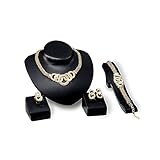 Dorato, materiale lega di zinco, strass, braccialetto da sposa, collana da sposa