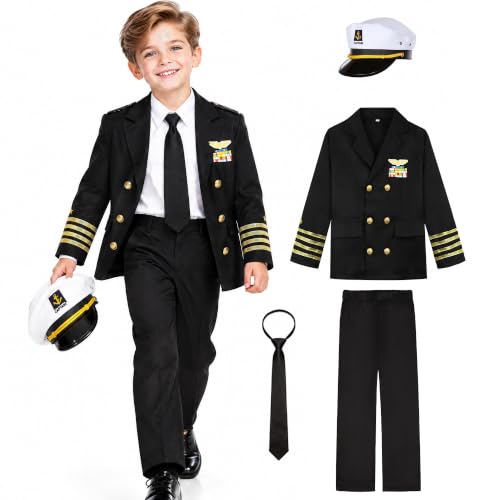 KIDIN Kids Captain Costume Boys Navy Admiral Uniform Ship Suit Boat Outfit