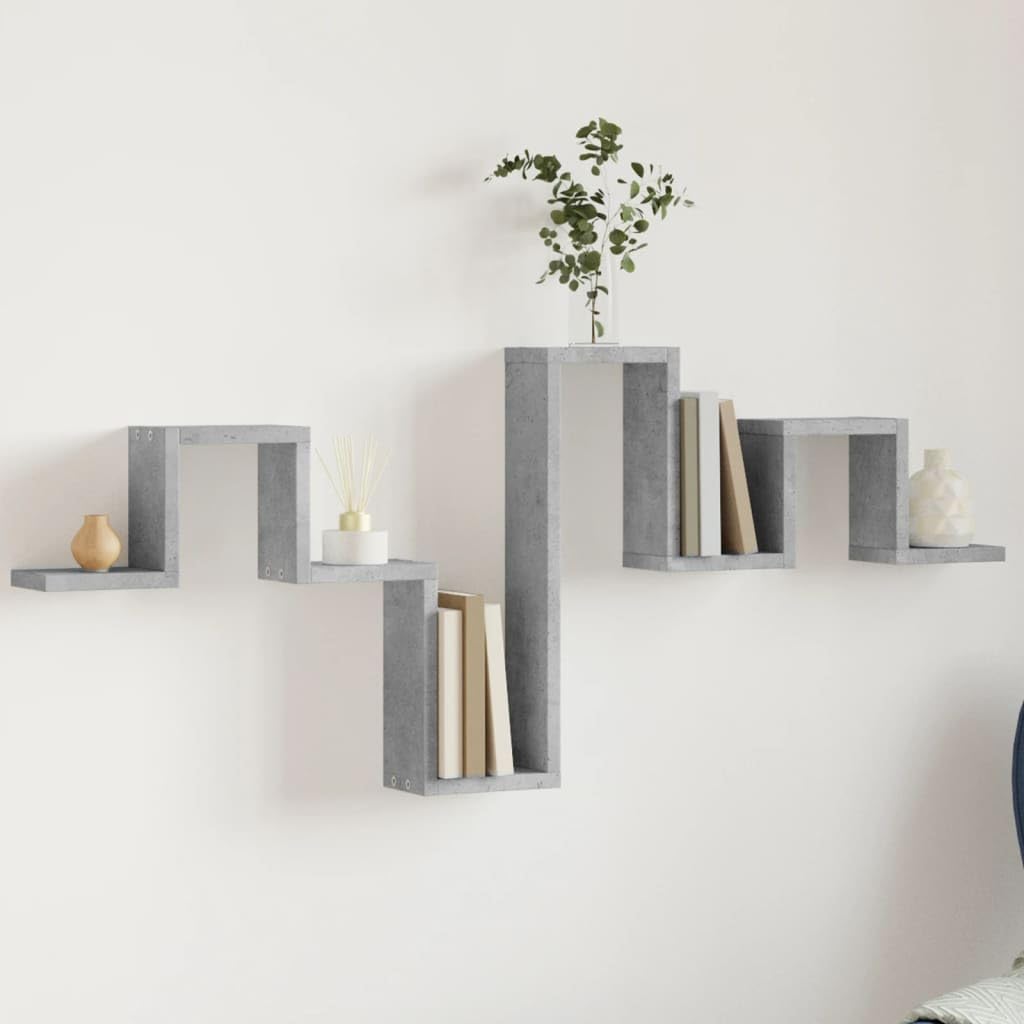Étagère murale gris béton au design épuré en bois d'ingénierie chic