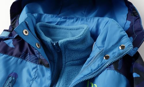 LittleSpring Boys Girls 3 in 1 Jackets with Zipper Pockets Detachable Waterproof Coat and Fleece Jacket4
