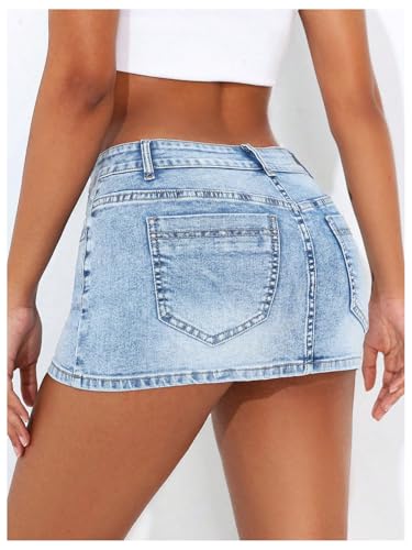 SOLY HUX Women's Summer Denim Skirt Casual Going Out Bodycon Mini Jean Skirts with Pockets2