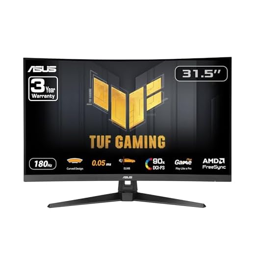 ASUS TUF Gaming 31.5” 1440P Curved HDR Gaming Monitor (VG32WQ3B) – QHD (2560 x 1440), 180Hz, 0.5ms, 1500R, Extreme Low Motion Blur, FreeSync, 90% DCI-P3, Shadow Boost, DisplayWidget, 3 yr Warranty