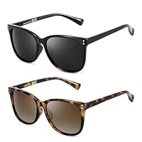Myiaur 2 Pack Polarised Sunglasses for Women UV400 Protection Square Stylish Sun Glasses for Driving