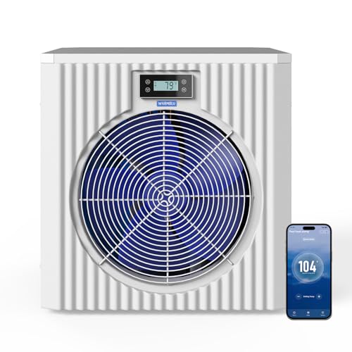 WARMBLU H-5-M Air-Source Pool Heat Pump 18,000BTU Pool Heater for Above Ground Pool & Inground Pool 5,000 Gallons High Efficiency COP4.1 Energy Save 45% Above Smart WiFi Control