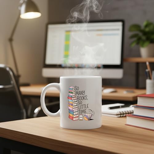 Taza de cerámica blanca Panvola 11 oz con diseño lector miniatura 7