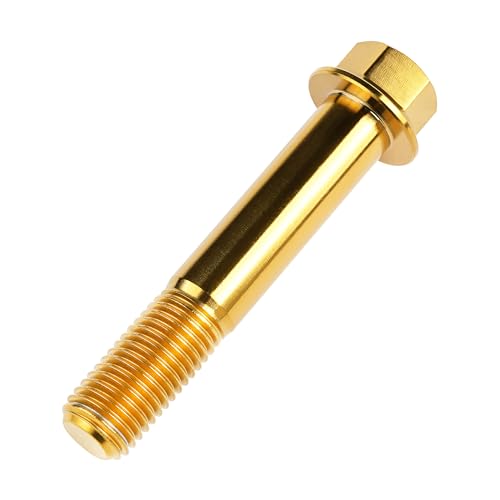 Image of Titanium Bolt M12 30 35 40 45 50 55 60 65 70 75 80 85 90mm Hex Small Flange Head for Motorcycle Car Modification Pack of 4 (M12x65mm Pitch 1.5, Gold)