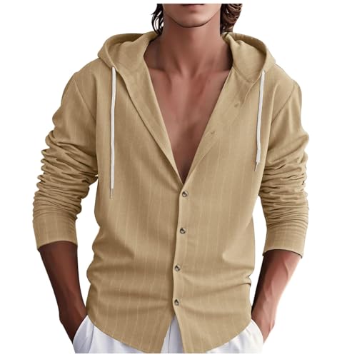 Chemise en lin pour homme manches longues tendance avec boutons unie