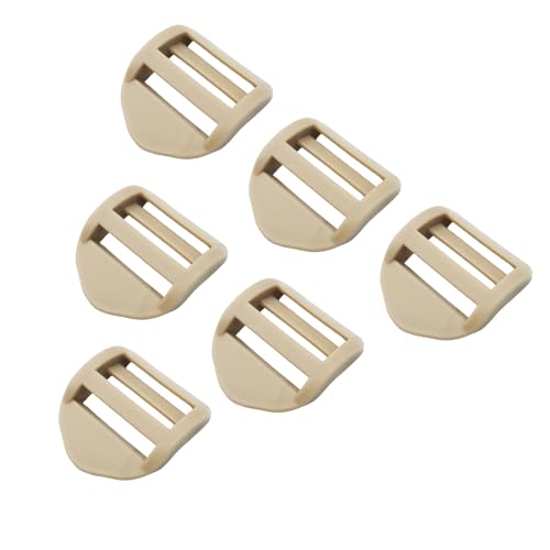 JEESHAN 6PCS 25mm Plastic Ladder Lock Buckles Ladder Slider Adjust Lock Buckle Adjustable Adjuster for Backpack Straps Webbing Strap-Khaki