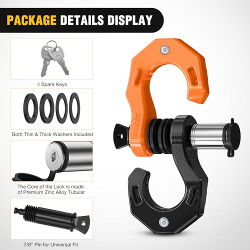 Image of Nilight 2 Pack 3 /4 inch D-Ring Separate Shackle with 7 /8 inch Lock Pin 45,000 lbs Break Strength, Off Road Recovery Shackle with Isolators Washers for Use with Tow Strap, Winch, Truck Vehicle (Black&Orange)