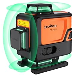 DOVOH 4x360 Laser Level Self Leveling, Professional Grade, P4-360G | High Accuracy, Dual Batteries, Green Beam, Rechargeable, 4 Plane, For Flooring, Ceiling, Tiling, Construction